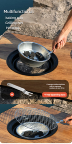 Atmospheric stove set, home charcoal stove, outdoor barbecue grill,Outdoor Folding Fireplace Package, Fold-able and portable camping barbecue table
