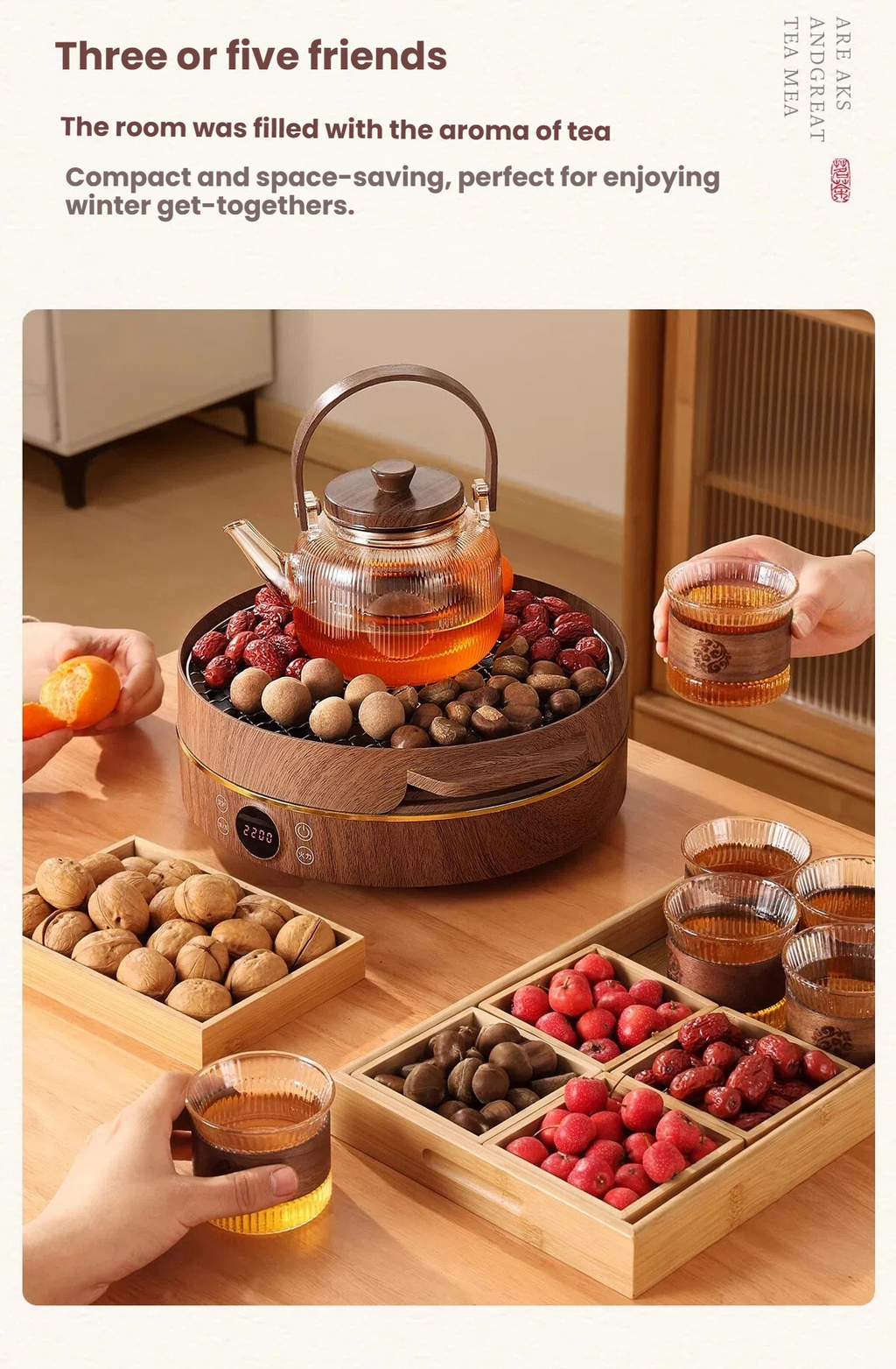 Cozy Brew Stove Tea Set - Glass Tea Kettle & Utensils with Electric Stove for Indoor Tea Brewing