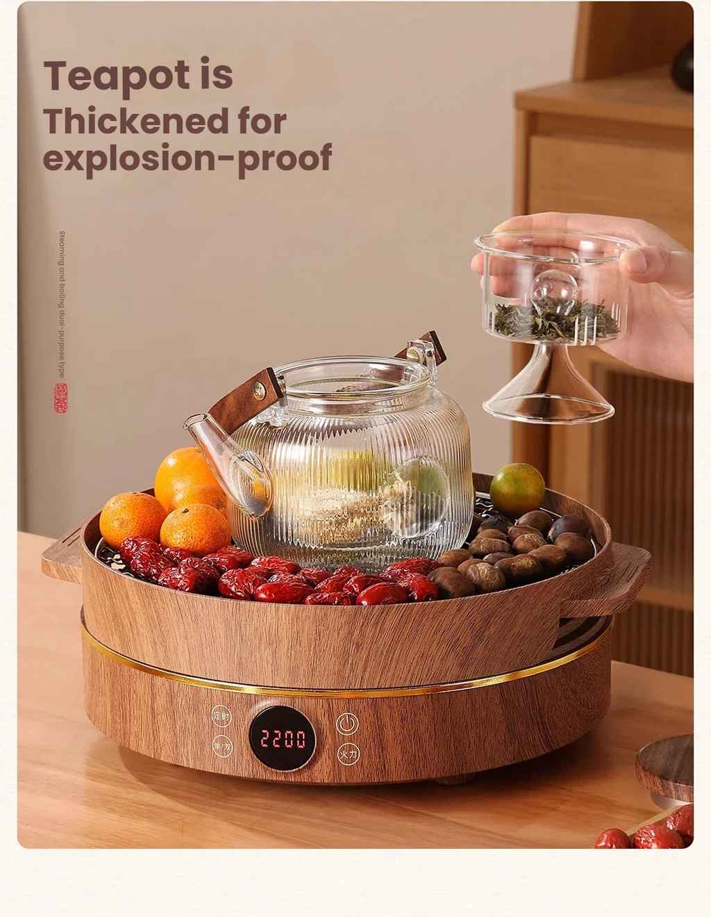 Cozy Brew Stove Tea Set - Glass Tea Kettle & Utensils with Electric Stove for Indoor Tea Brewing