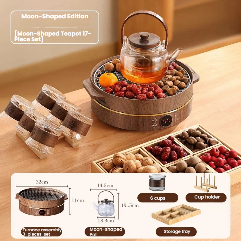 Cozy Brew Stove Tea Set - Glass Tea Kettle & Utensils with Electric Stove for Indoor Tea Brewing