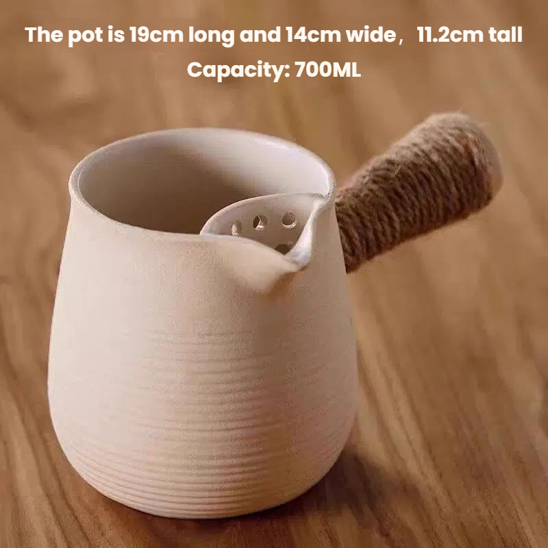 Retro Side-Handle Ceramic Pot – 700ml Winter Tea Essential 🫖