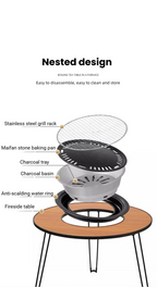 Atmospheric stove set, home charcoal stove, outdoor barbecue grill,Outdoor Folding Fireplace Package, Fold-able and portable camping barbecue table