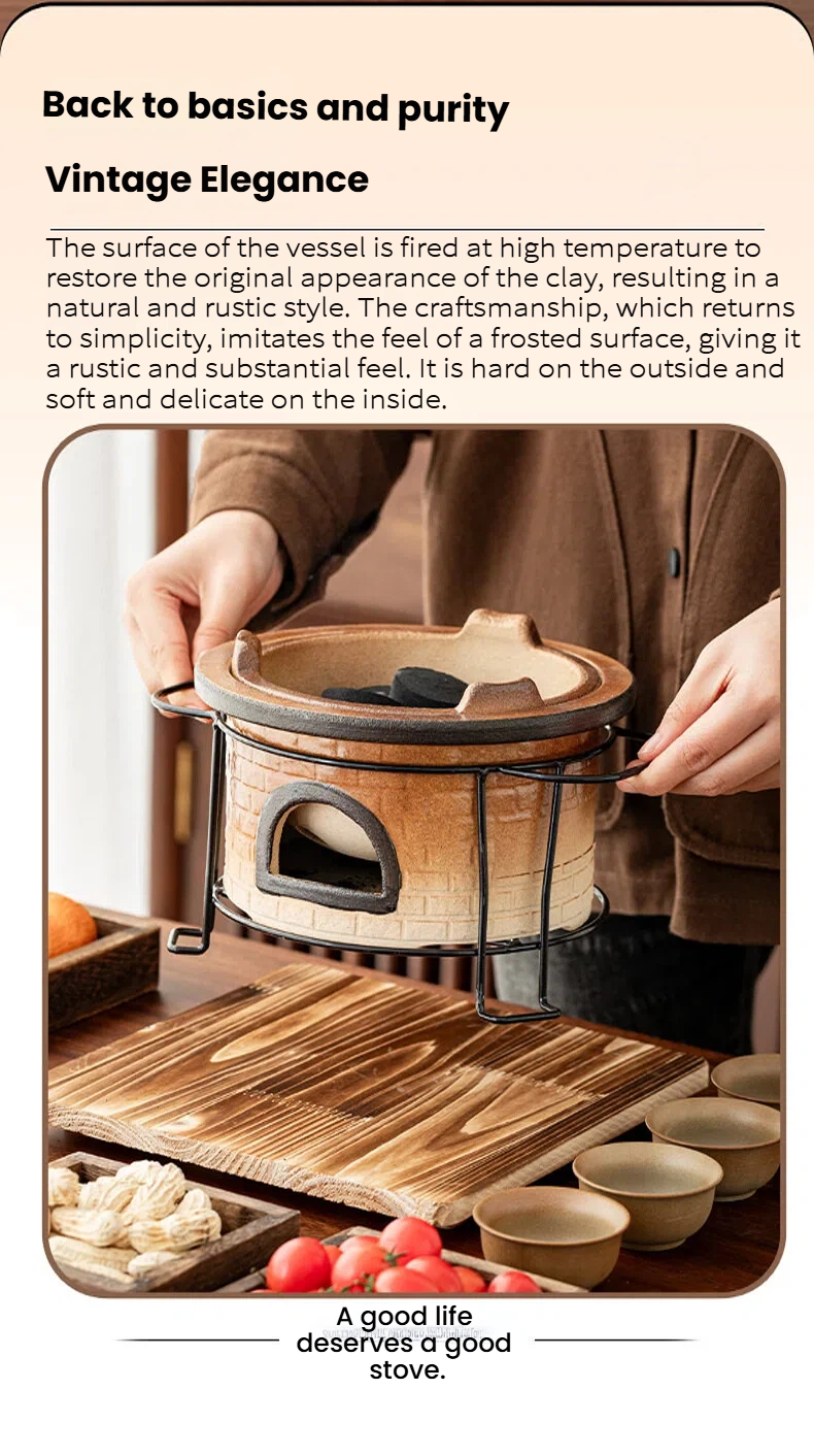 Outdoor Charcoal Stove Tea Brewing and Milk Roasting Suitcase Set