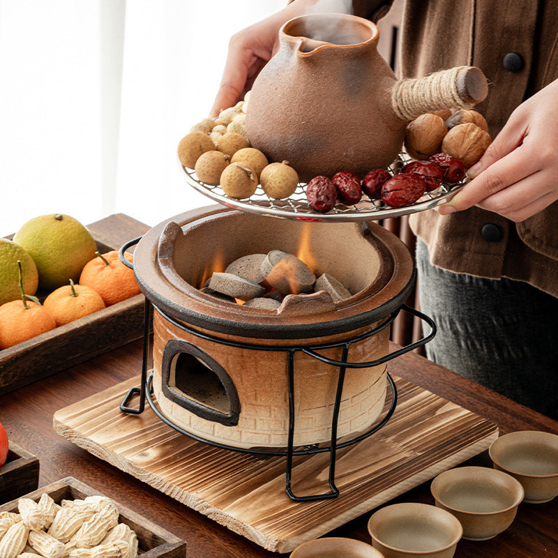 Outdoor Charcoal Stove Tea Brewing and Milk Roasting Suitcase Set