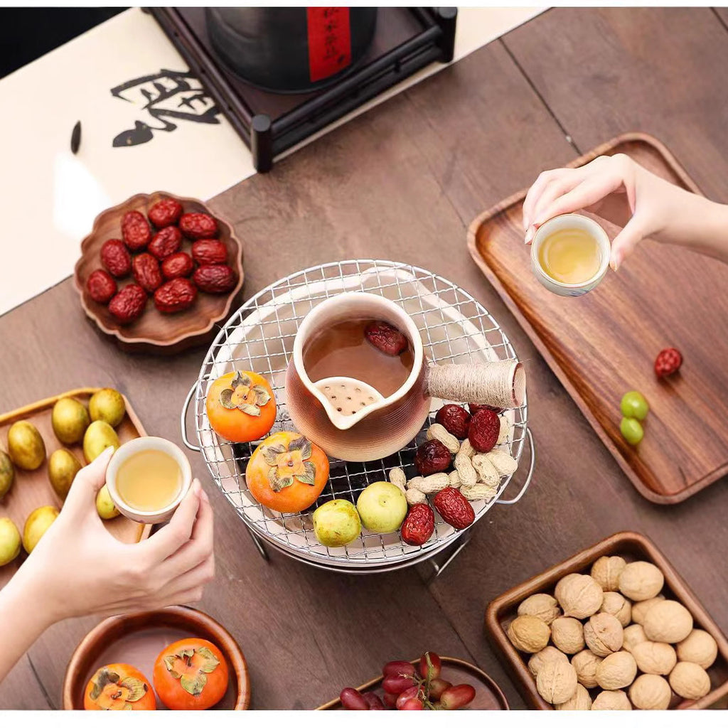 Charcoal Tea Brewing Set, Teapot Set for Camping Tea Room, Outdoor Stove Tea Brewing Pot, Open Fire Tea Roasting Stove, Tea Set