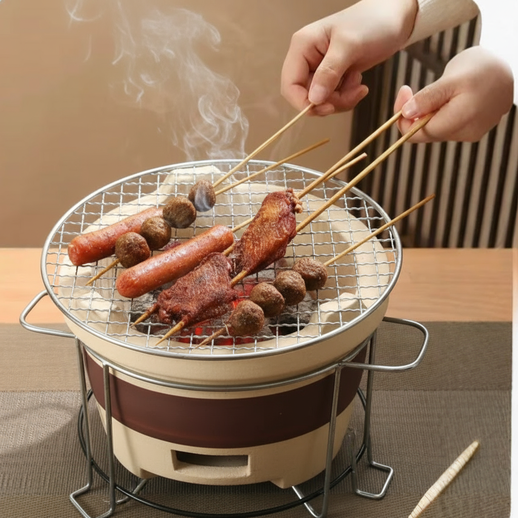 Charcoal Tea Brewing Set, Teapot Set for Camping Tea Room, Outdoor Stove Tea Brewing Pot, Open Fire Tea Roasting Stove, Tea Set