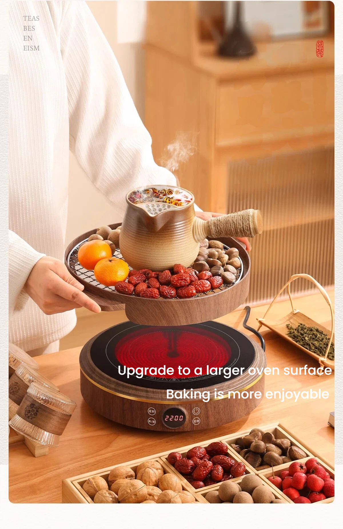 Cozy Brew Stove Tea Set - Glass Tea Kettle & Utensils with Electric Stove for Indoor Tea Brewing