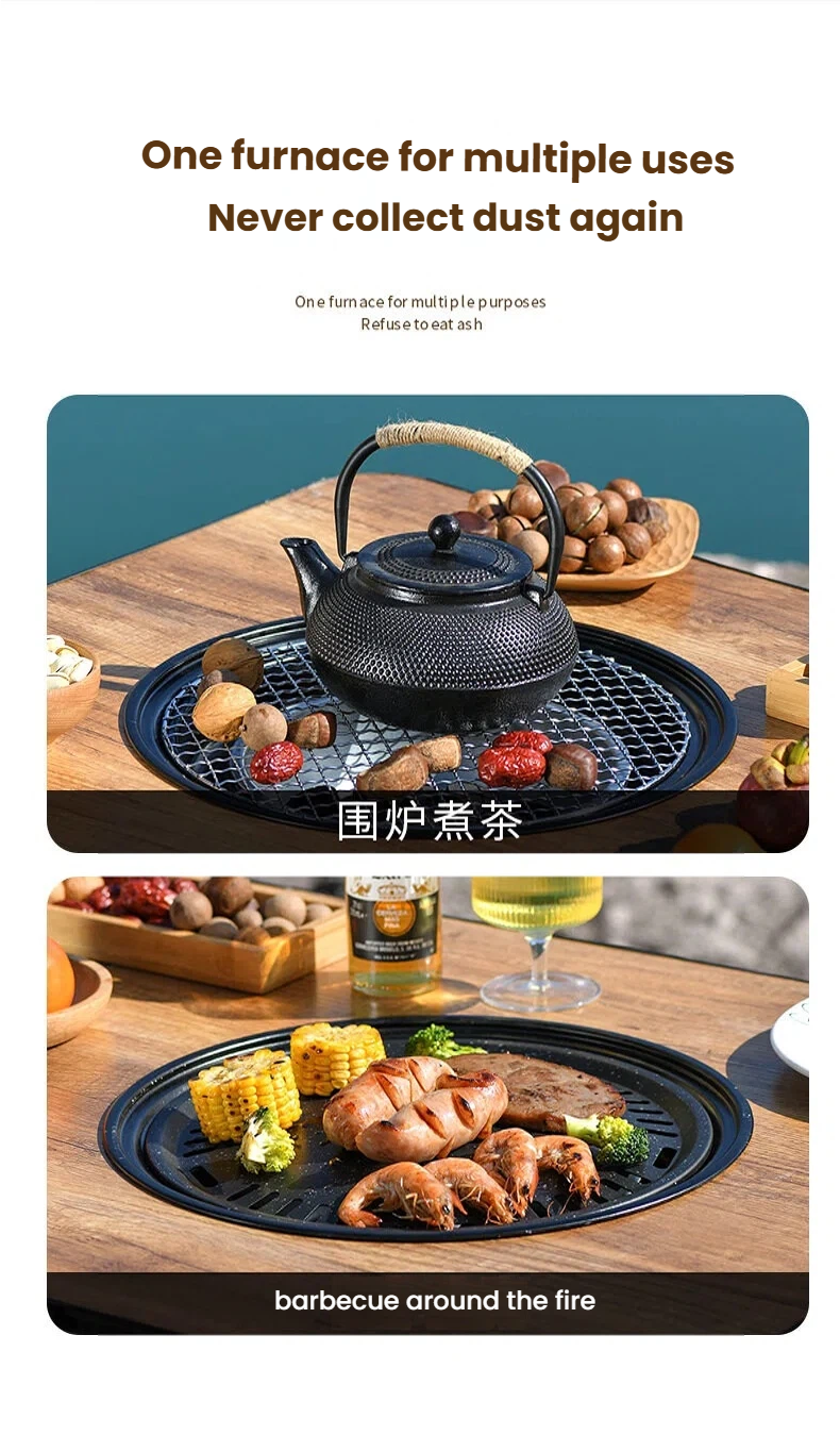 Atmospheric stove set, home charcoal stove, outdoor barbecue grill,Outdoor Folding Fireplace Package, Fold-able and portable camping barbecue table