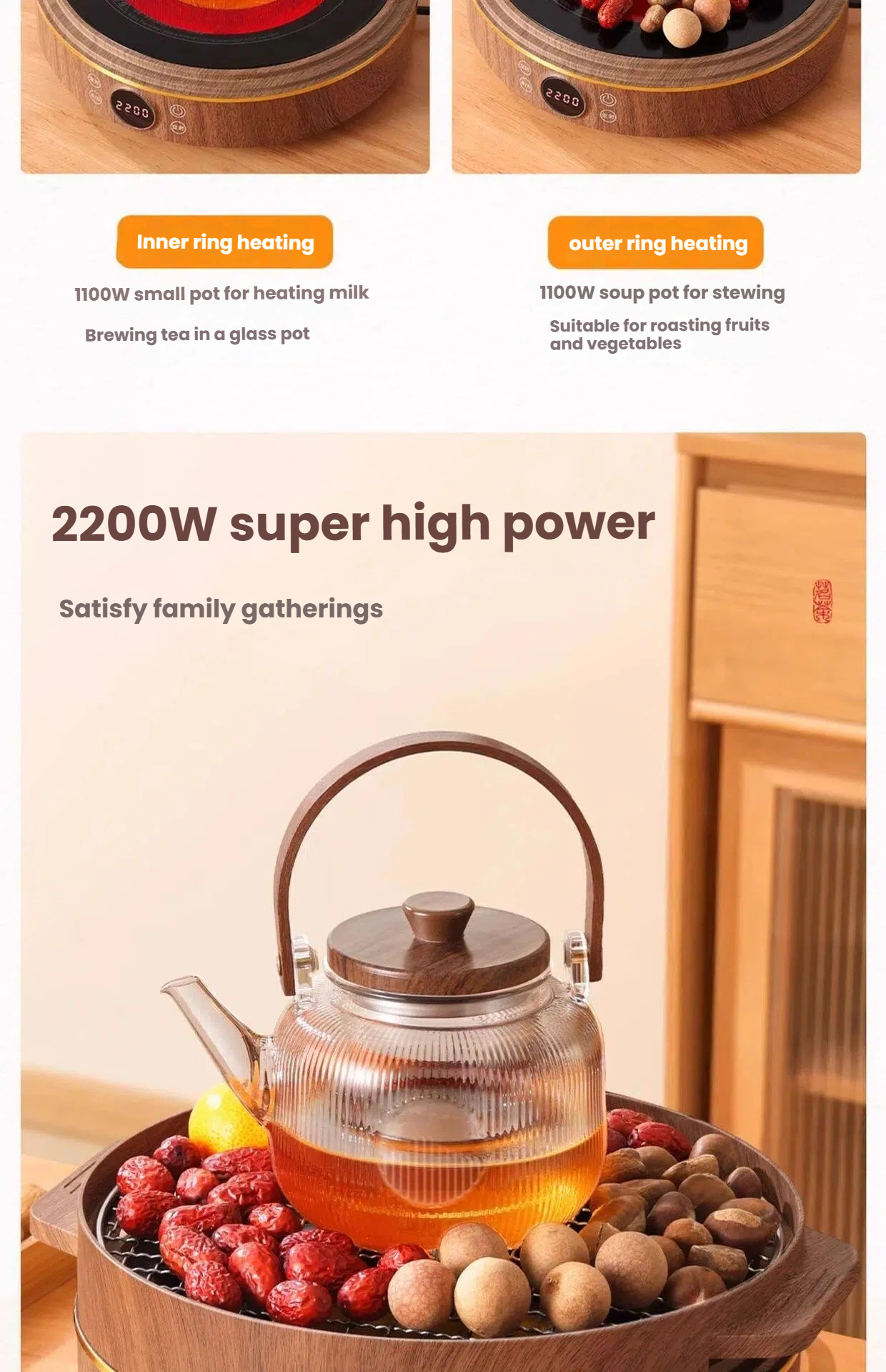 Cozy Brew Stove Tea Set - Glass Tea Kettle & Utensils with Electric Stove for Indoor Tea Brewing