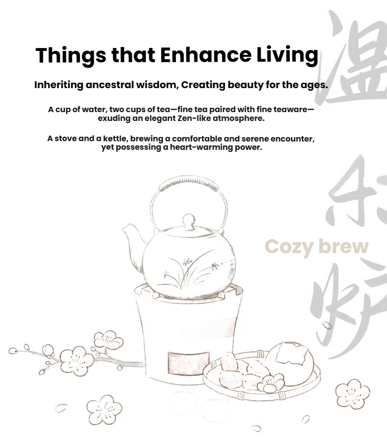 Outdoor Charcoal Stove Tea Brewing and Milk Roasting Suitcase Set